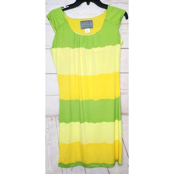 Rare Club Style Size 6 Yellow Green Multicolored Poly/Spandex Summer Nightgown - Picture 3 of 12